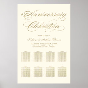 Elegante goldene Kalligrafie-Hochzeitsjubiläum Poster