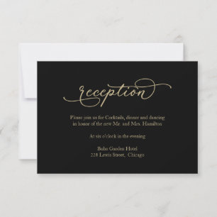 Elegante Goldene Kalligrafie Schwarze Hochzeitsfei RSVP Karte