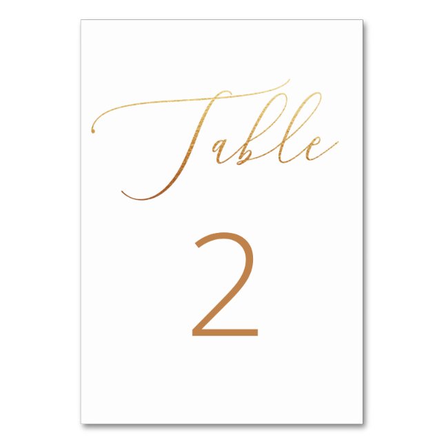 Elegante goldene klassische Hochzeit. Einfaches Sk Tischnummer (Vorderseite)