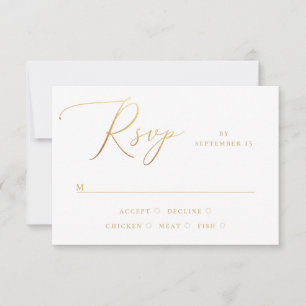 Elegante goldene klassische Hochzeit. Formelles ei RSVP Karte