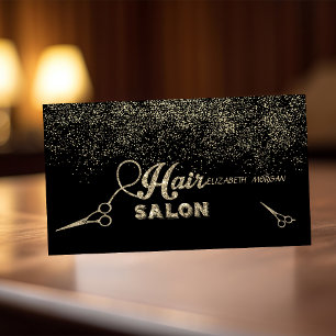 Elegante goldene Konfettischere mit Glitter Schwar Visitenkarte
