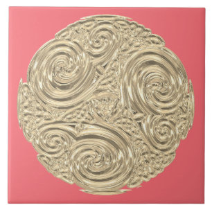 Elegante goldene Koralle in rosa Metallic modern Fliese