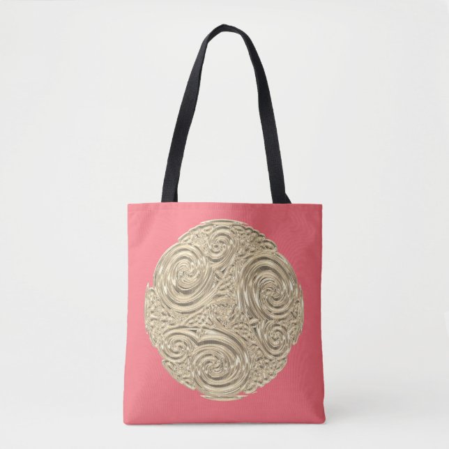 Elegante goldene Koralle in rosa Metallic modern Tasche (Vorderseite)
