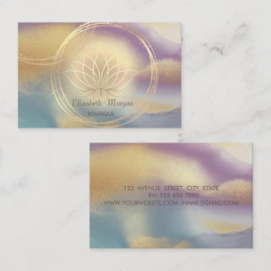 Elegante goldene Kreise Lotus Farbige Holografisch Visitenkarte