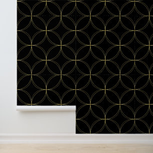 Elegante goldene Kreise und Diamantenmuster Tapete