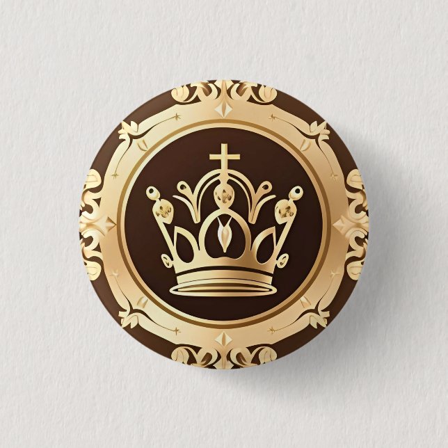 Elegante Goldene Krone Button (Vorderseite)