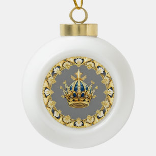 Elegante Goldene Krone Keramik Kugel-Ornament