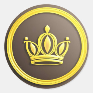 Elegante goldene Krone 👑 Luxuriöses königliches S Runder Aufkleber