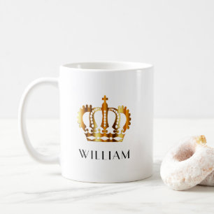 Elegante goldene Krone mit individuellem Namen Kaffeetasse