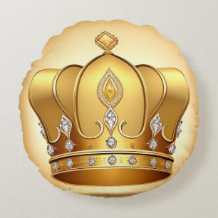 Elegante goldene Krone Rundes Kissen