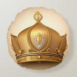 Elegante Goldene Krone Rundes Kissen