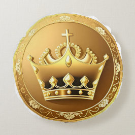 Elegante Goldene Krone Rundes Kissen
