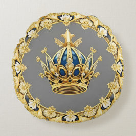 Elegante Goldene Krone Rundes Kissen