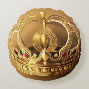 Elegante goldene Krone Rundes Kissen