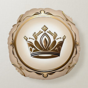 Elegante goldene Krone Rundes Kissen