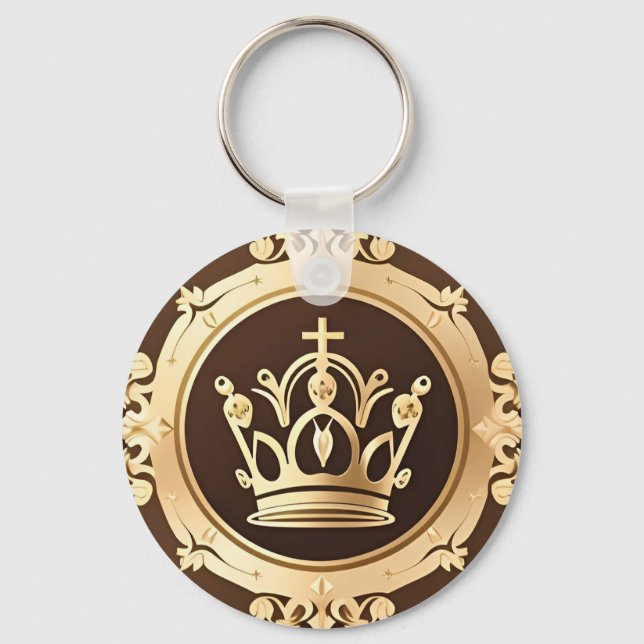 Elegante Goldene Krone Schlüsselanhänger (Vorderseite)
