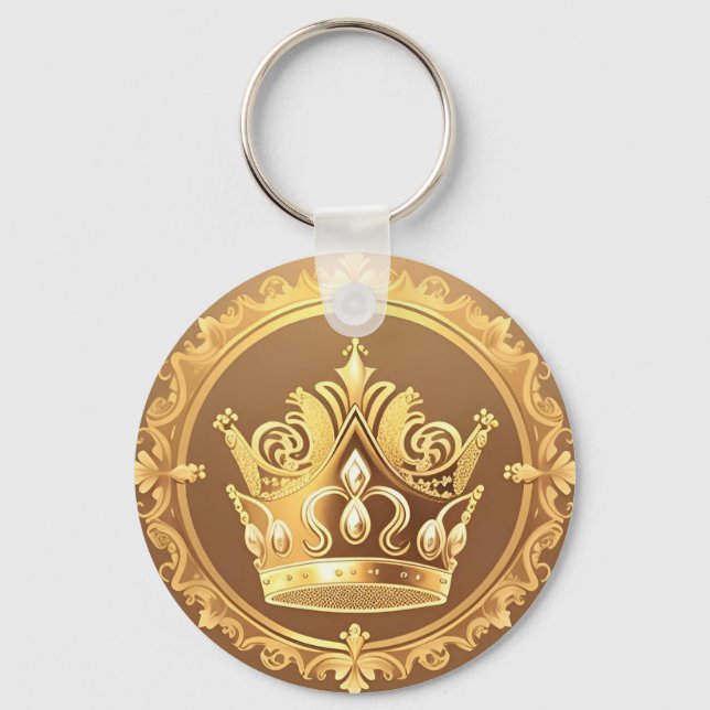 Elegante Goldene Krone Schlüsselanhänger (Vorderseite)