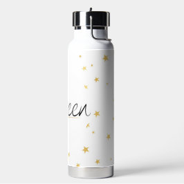 Elegante goldene Kronen-Königin-Typografie-Wasserf Trinkflasche