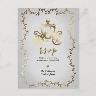 Elegante Goldene Kutsche Bilderbuch Hochzeit R.S.V Ankündigungspostkarte