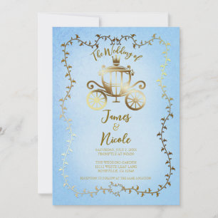 Elegante Goldene Kutsche Blaue Geschichte Buch Hoc Einladung