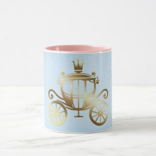 Elegante goldene Kutsche blaue Geschichtebuch Prin Tasse
