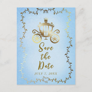 Elegante Goldene Kutsche Storybook Save-the-Date  Ankündigungspostkarte