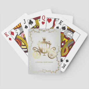 Elegante goldene Kutsche Weiße Storybook Royal Spielkarten