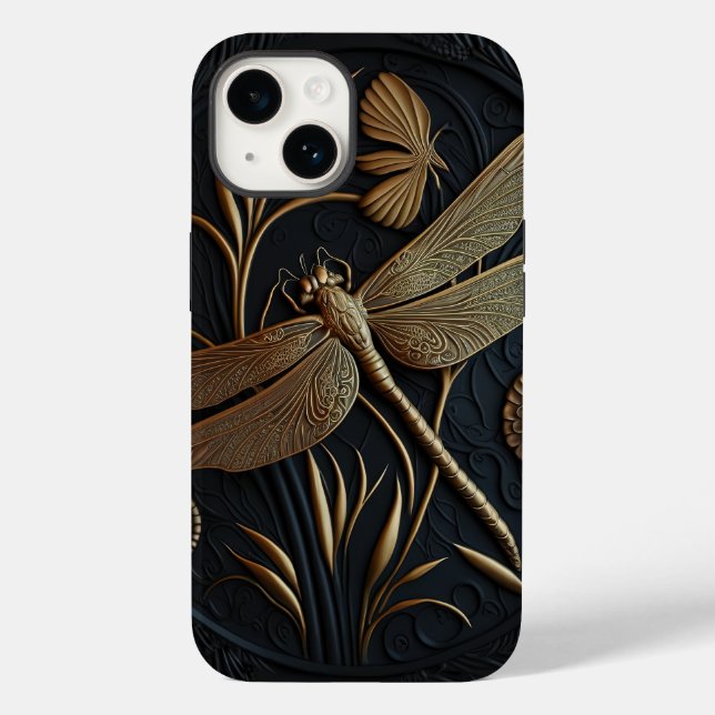 Elegante Goldene Libelle Case-Mate iPhone 14 Hülle (Rückseite)