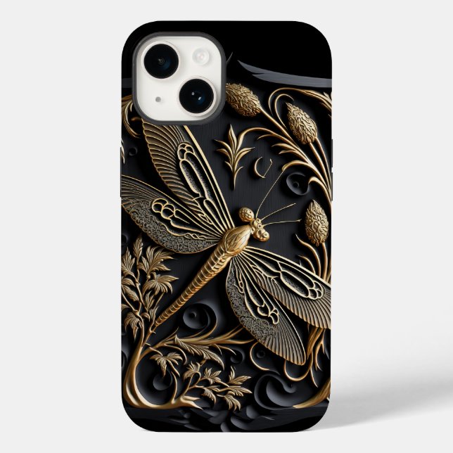 Elegante Goldene Libelle Case-Mate iPhone 14 Hülle (Rückseite)