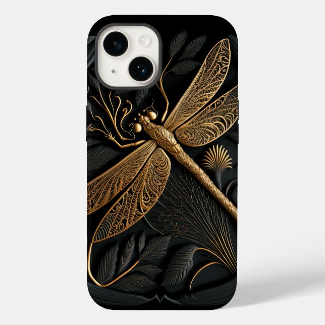 Elegante Goldene Libelle Case-Mate iPhone 14 Hülle (Rückseite)