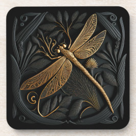 Elegante Goldene Libelle Getränkeuntersetzer