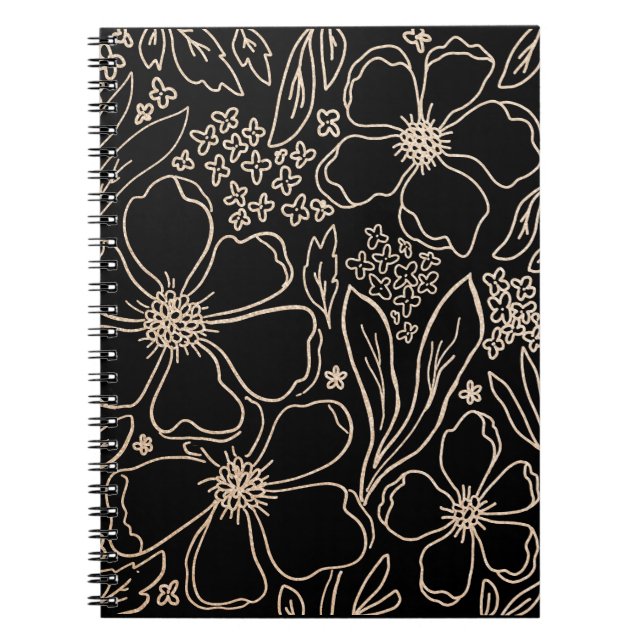 Elegante goldene Linie Blume iPad Luftbucht Notizblock (Vorderseite)