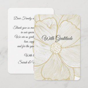 Elegante Goldene Linien Kunst Blumen Hochzeit Dank Dankeskarte