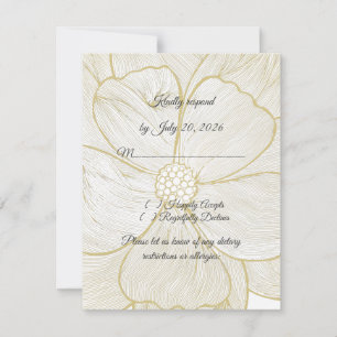 Elegante Goldene Linien Kunst Blumen Hochzeit-RSVP RSVP Karte