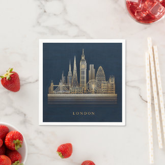 Elegante goldene London-Stadt-Skyline-Illustration Serviette
