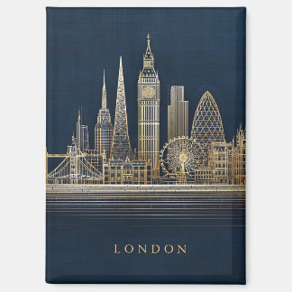Elegante goldene Londoner Stadt-Skyline-Illustrati Magnet