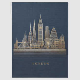 Elegante goldene Londoner Stadt-Skyline-Illustrati Seidenpapier
