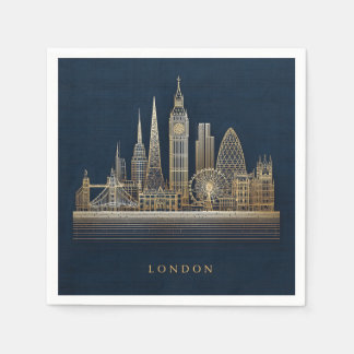 Elegante goldene Londoner Stadt-Skyline-Illustrati Serviette