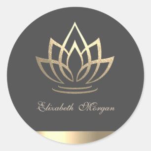 Elegante Goldene Lotus, Yoga Runder Aufkleber