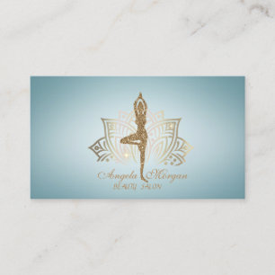 Elegante goldene Lotusblume Glitter Yoga Mädchen B Visitenkarte