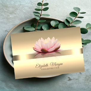 Elegante Goldene Lotusblumen-Yoga-Lehrerin Visitenkarte