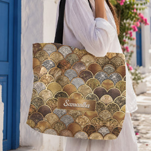 Elegante goldene Mädchen-Meeresjungfrau-Schuppen Tasche