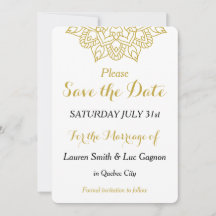 Elegante goldene Mandala-Hochzeit Save the Date Ka