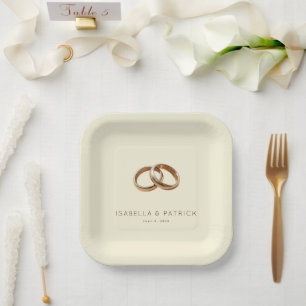 Elegante goldene minimalistische Ringe Pappteller