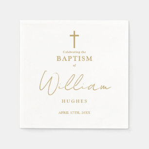 Elegante goldene minimalistische Taufe Serviette