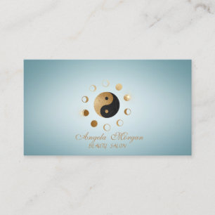 Elegante Goldene Monde Ying Yang Blau Visitenkarte