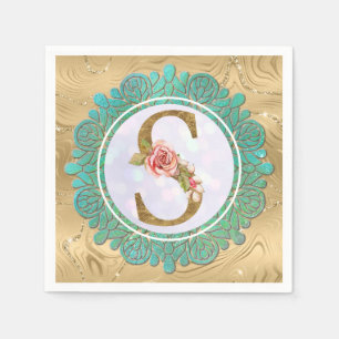 Elegante goldene Monogramm-Anfangsbuchstaben mit M Serviette