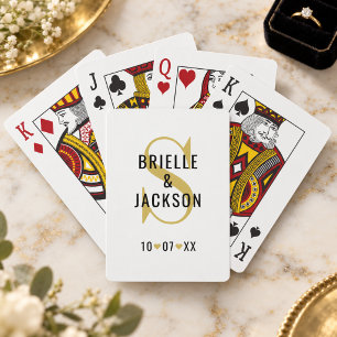 Elegante goldene Monogramm-Hochzeit individuell Spielkarten