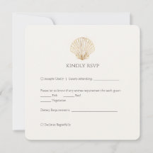 Elegante Goldene Muschel Cremige Hochzeit RSVP