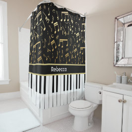 Elegante goldene Musiknotenklavierschlüssel Duschvorhang